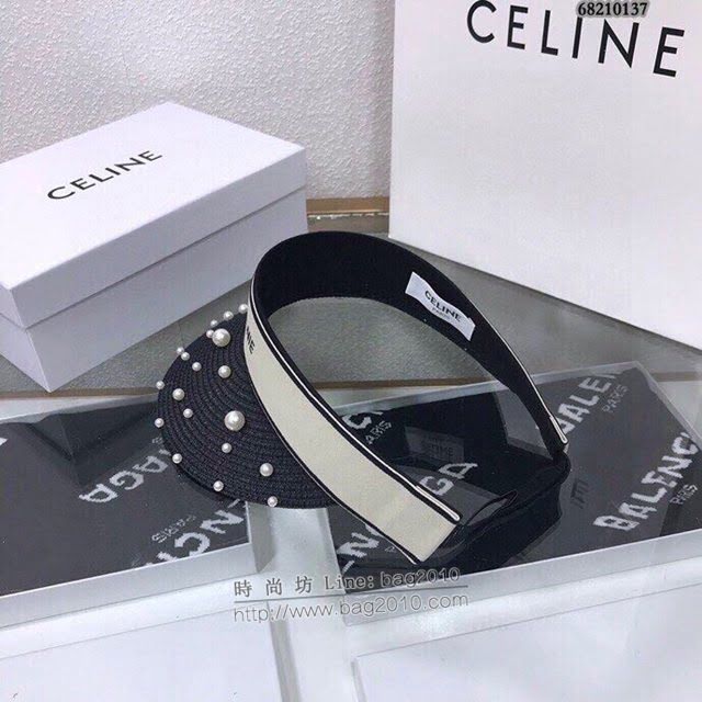 CELINE女士帽子 賽琳珍珠草帽空頂帽遮陽帽  mm1105